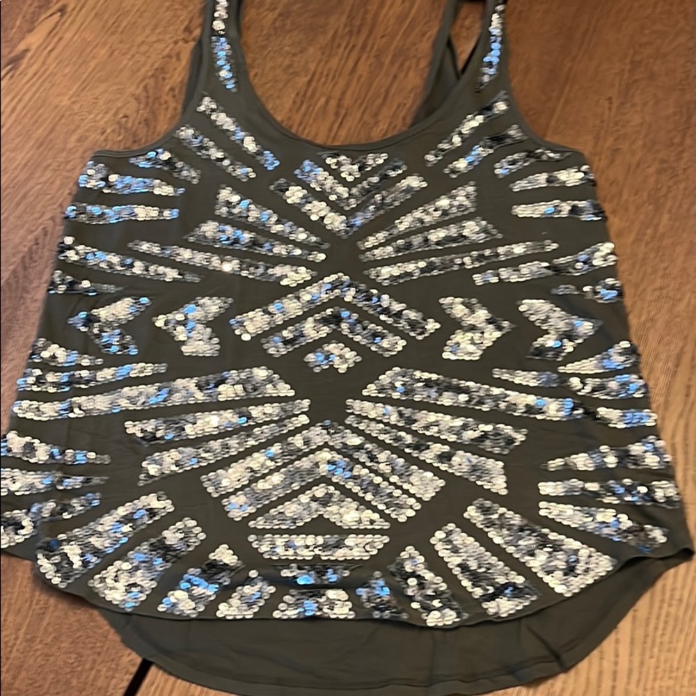 Olive /sequined tank top